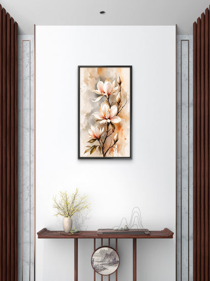 Sepia_magnolia_flowers_branch Luxurious-Floral & Botanical -3D Textured Wall Art | UV Embossed Canvas Wall Frame for Home decor