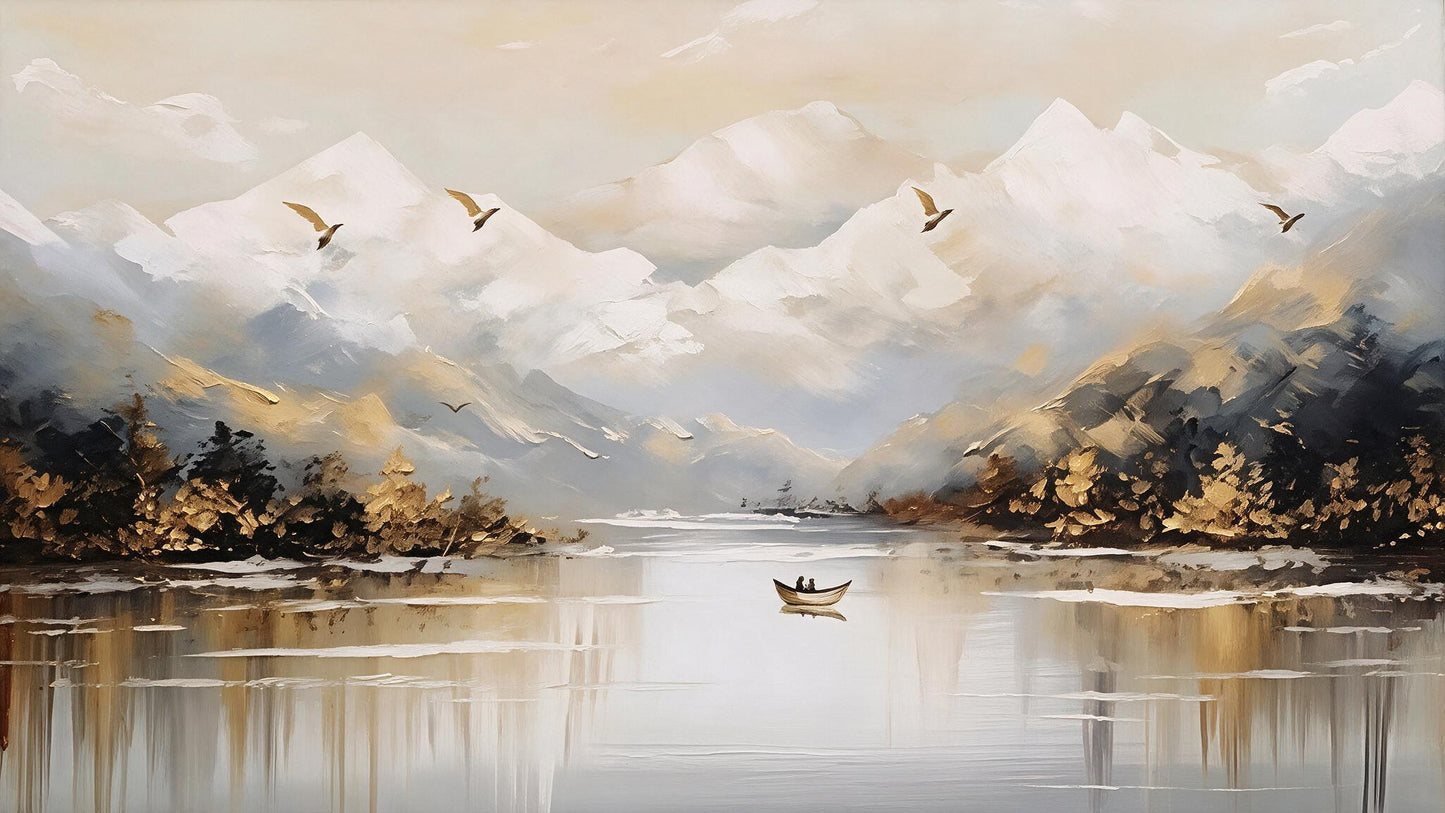 serene_mountain_lake Luxurious-Nature & Landscapes-3D Textured Wall Art | UV Embossed Canvas Wall Frame for Home decor