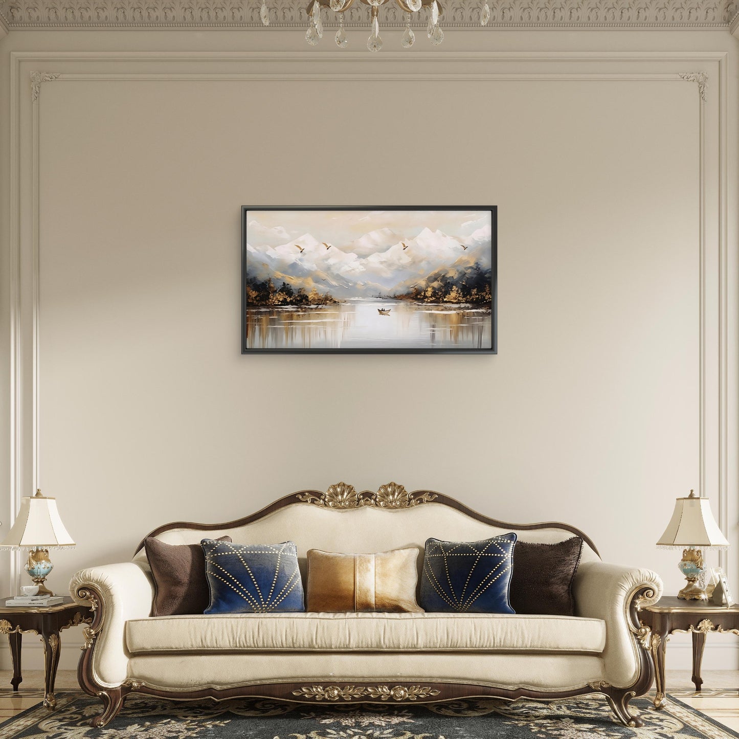 serene_mountain_lake Luxurious-Nature & Landscapes-3D Textured Wall Art | UV Embossed Canvas Wall Frame for Home decor