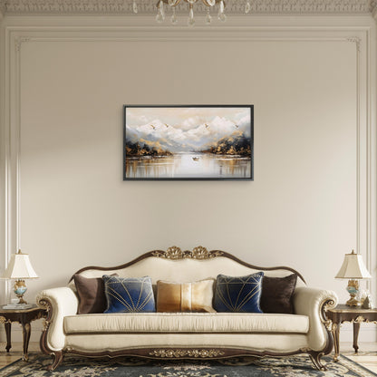 serene_mountain_lake Luxurious-Nature & Landscapes-3D Textured Wall Art | UV Embossed Canvas Wall Frame for Home decor