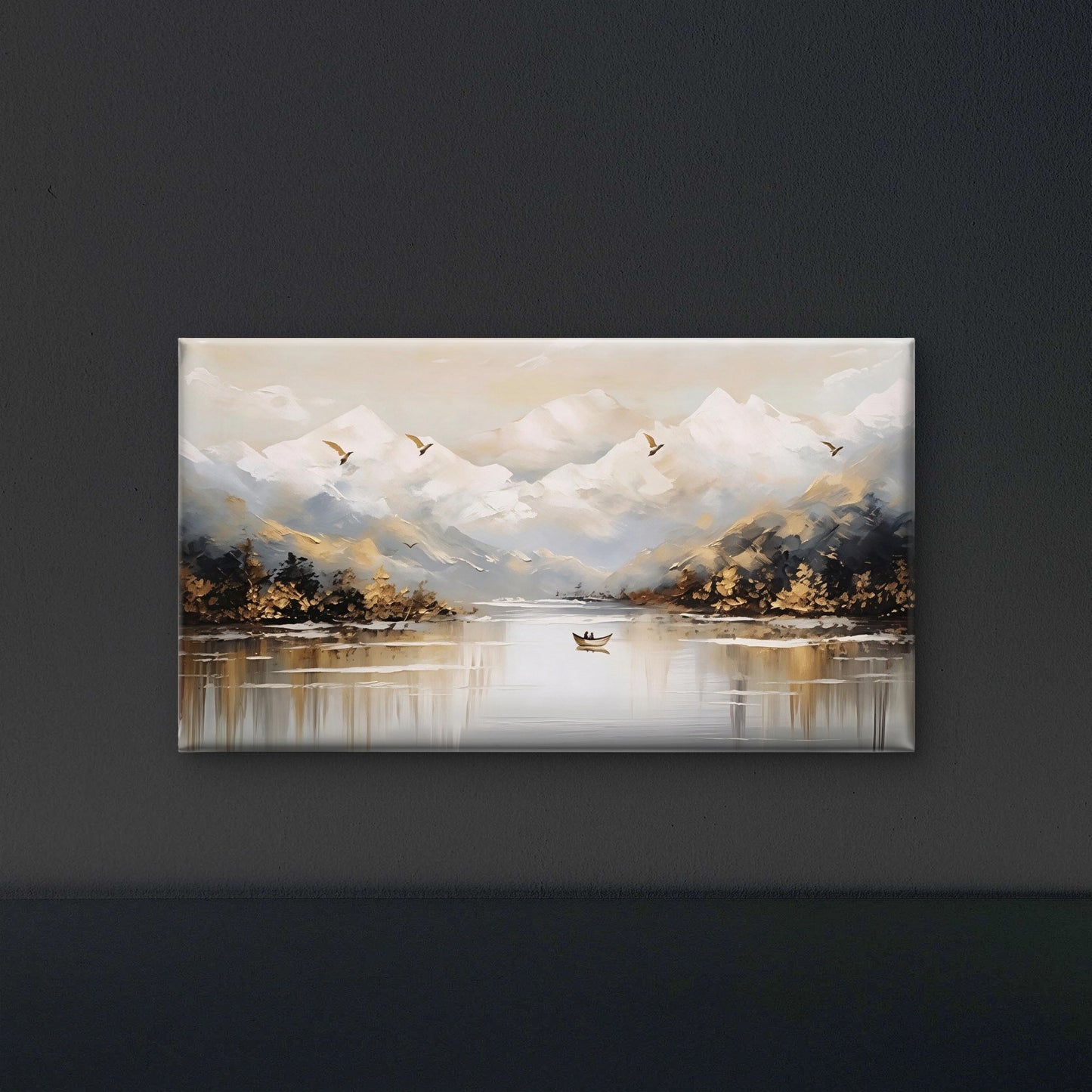 serene_mountain_lake Luxurious-Nature & Landscapes-3D Textured Wall Art | UV Embossed Canvas Wall Frame for Home decor