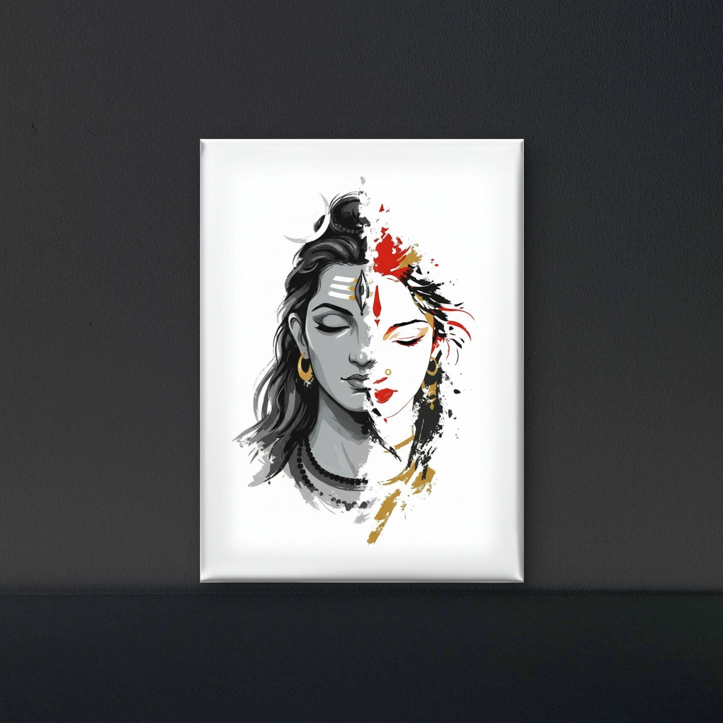 SHANKAR PARVATI-Luxurious-Spiritual & Mindful 3D Textured Wall Art | UV Printed Embossed Canvas Wall Frame for Prayer room ,Meditation Space