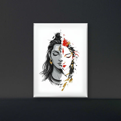 SHANKAR PARVATI-Luxurious-Spiritual & Mindful 3D Textured Wall Art | UV Printed Embossed Canvas Wall Frame for Prayer room ,Meditation Space