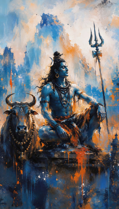 shiva_nandi_art -Luxurious- Gods and Divine Art -3D Textured Wall Art | UV Embossed Canvas Wall Frame for Home decor