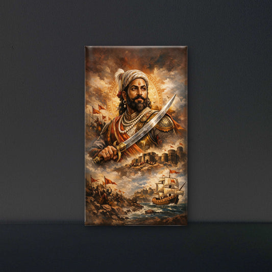 shivaji_maharaj_warrior_art-Luxurious - Culture, Heritage & Folk Art-3D Textured Wall Art | UV Embossed Canvas Wall Frame for Home decor