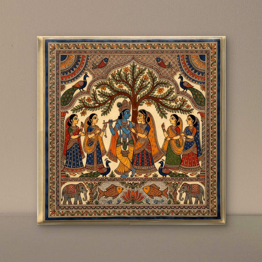 shri krishn art-Luxurious-Indian Culture &  Folk Art 3D Textured Wall Art | UV Printed Embossed Canvas Wall Frame for Home Decor,living Room
