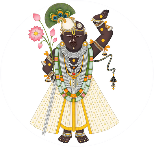 shrinathji in Pichwai-Luxurious | 3D Textured Wall Art | UV Printed Embossed Canvas Wall Frame for living room