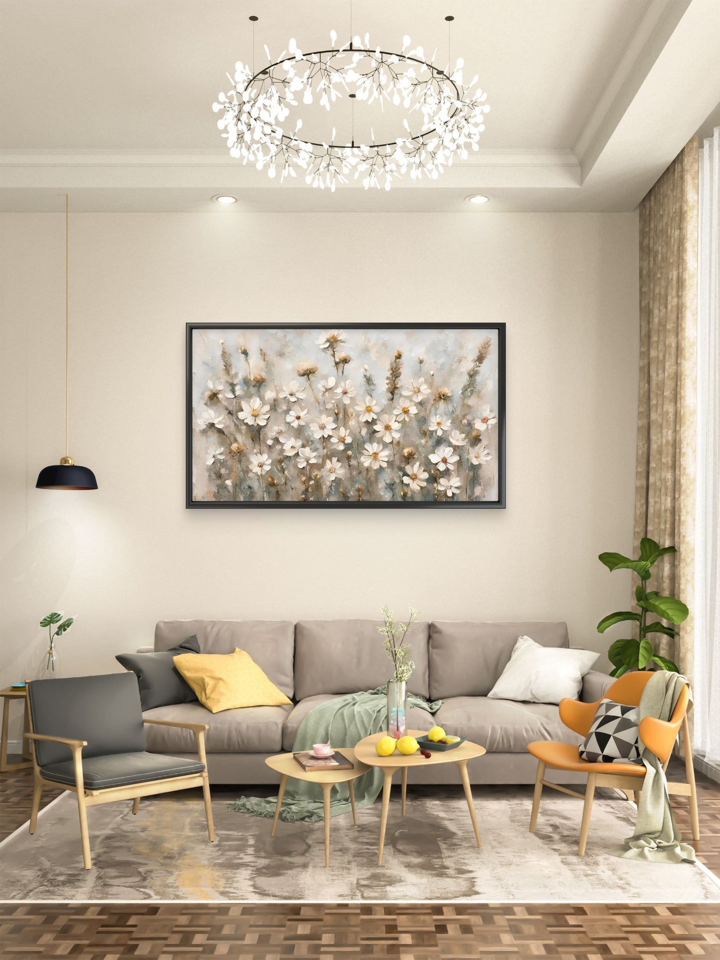 soft_neutral_wildflower_meadow Luxurious-Floral & Botanical-3D Textured Wall Art | UV Embossed Canvas Wall Frame for Home decor