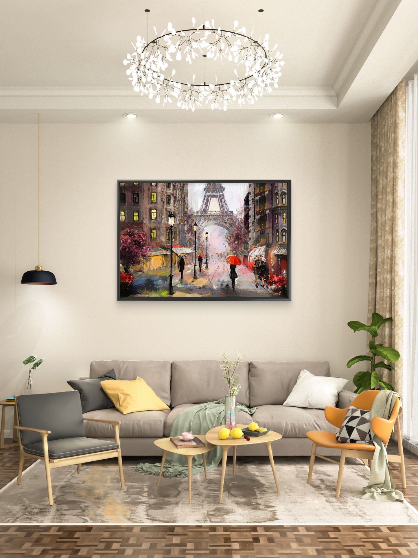 street view of Paris-Luxurious-Nature and landscape | 3D Textured Wall Art | UV Printed Embossed Canvas Wall Frame for Home Decor,Living Room