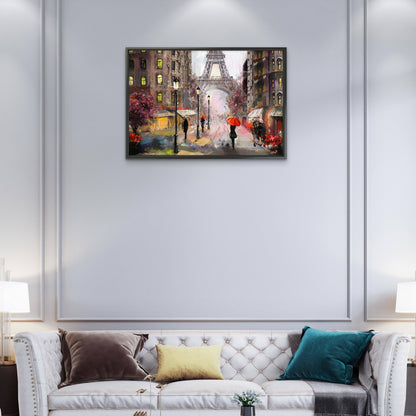 street view of Paris-Luxurious-Nature and landscape | 3D Textured Wall Art | UV Printed Embossed Canvas Wall Frame for Home Decor,Living Room