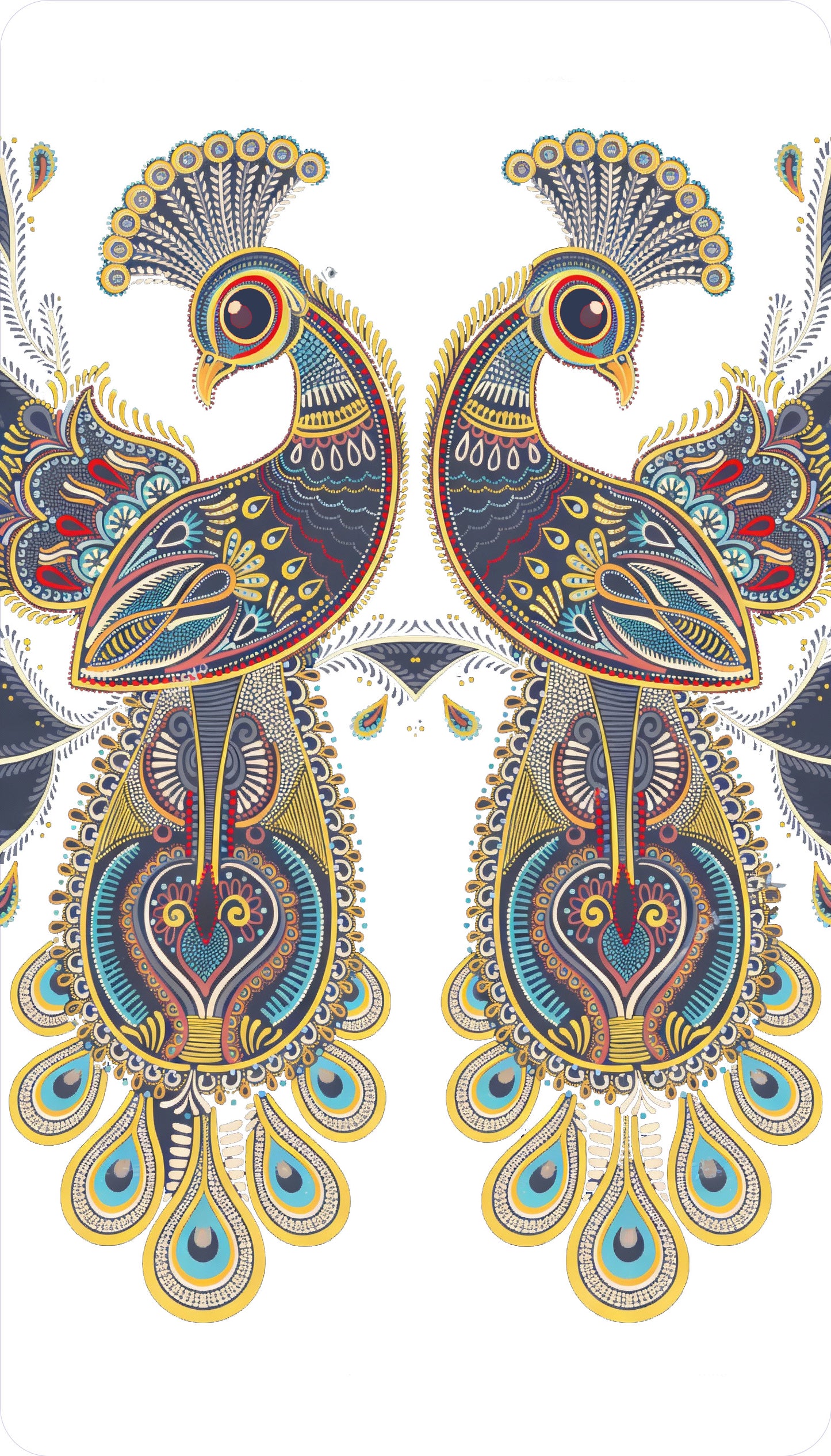 symmetrical-twin-peacocks-Luxurious-Indian Culture &  Folk Art 3D Textured Wall Art | UV Printed Embossed Canvas Wall Frame for Home Decor,living Room