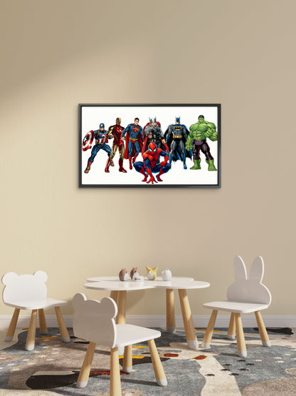 the most popular characters from both the Marvel and DC universes-Premium-Kids & Whimsical-3D Textured Wall Art | UV Embossed Canvas Wall Frame for Kids room