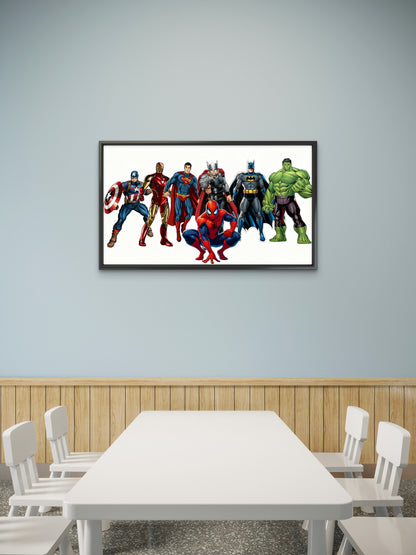 the most popular characters from both the Marvel and DC universes-Premium-Kids & Whimsical-3D Textured Wall Art | UV Embossed Canvas Wall Frame for Kids room