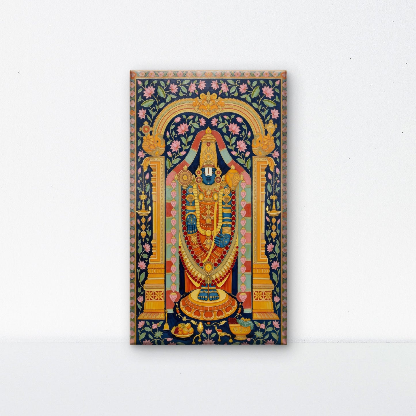tirupati_balaji_traditional_lotus_arch-Luxurious- Gods and Divine Art -3D Textured Wall Art | UV Embossed Canvas Wall Frame for Home decor