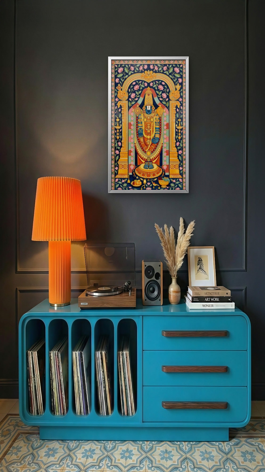 tirupati_balaji_traditional_lotus_arch-Luxurious- Gods and Divine Art -3D Textured Wall Art | UV Embossed Canvas Wall Frame for Home decor
