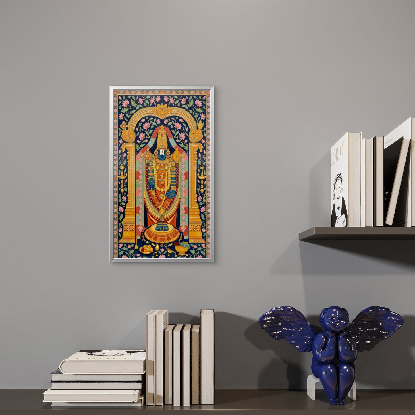 tirupati_balaji_traditional_lotus_arch-Luxurious- Gods and Divine Art -3D Textured Wall Art | UV Embossed Canvas Wall Frame for Home decor