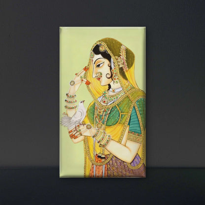 traditional-indian-Digiatl-painting-of-a-woman-Luxurious-Indian Culture &  Folk Art 3D Textured Wall Art | UV Printed Embossed Canvas Wall Frame for Home Decor,living Room
