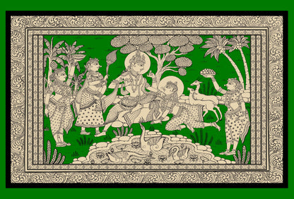 pichwai and kalamkari inspired tree of life-Luxurious-Indian Culture &  Folk Art 3D Textured Wall Art | UV Printed Embossed Canvas Wall Frame for Home Decor,living Room