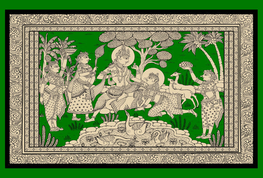pichwai and kalamkari inspired tree of life-Luxurious-Indian Culture &  Folk Art 3D Textured Wall Art | UV Printed Embossed Canvas Wall Frame for Home Decor,living Room