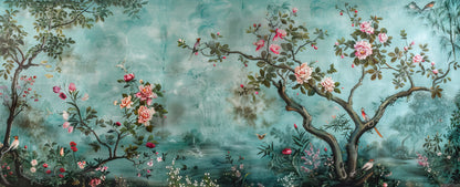 Tropical-Flower-foliage-decorate-with-wall-mural-Premium-Floral & Botanical-3D Textured Wall Art | UV Embossed Canvas Wall Frame for home decor and bed room