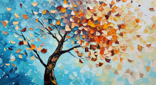 Autumn Tree features a bold, textured style with vibrant blue-Premium-Floral & Botanical-3D Textured Wall Art | UV Embossed Canvas Wall Frame for home decor and bed room