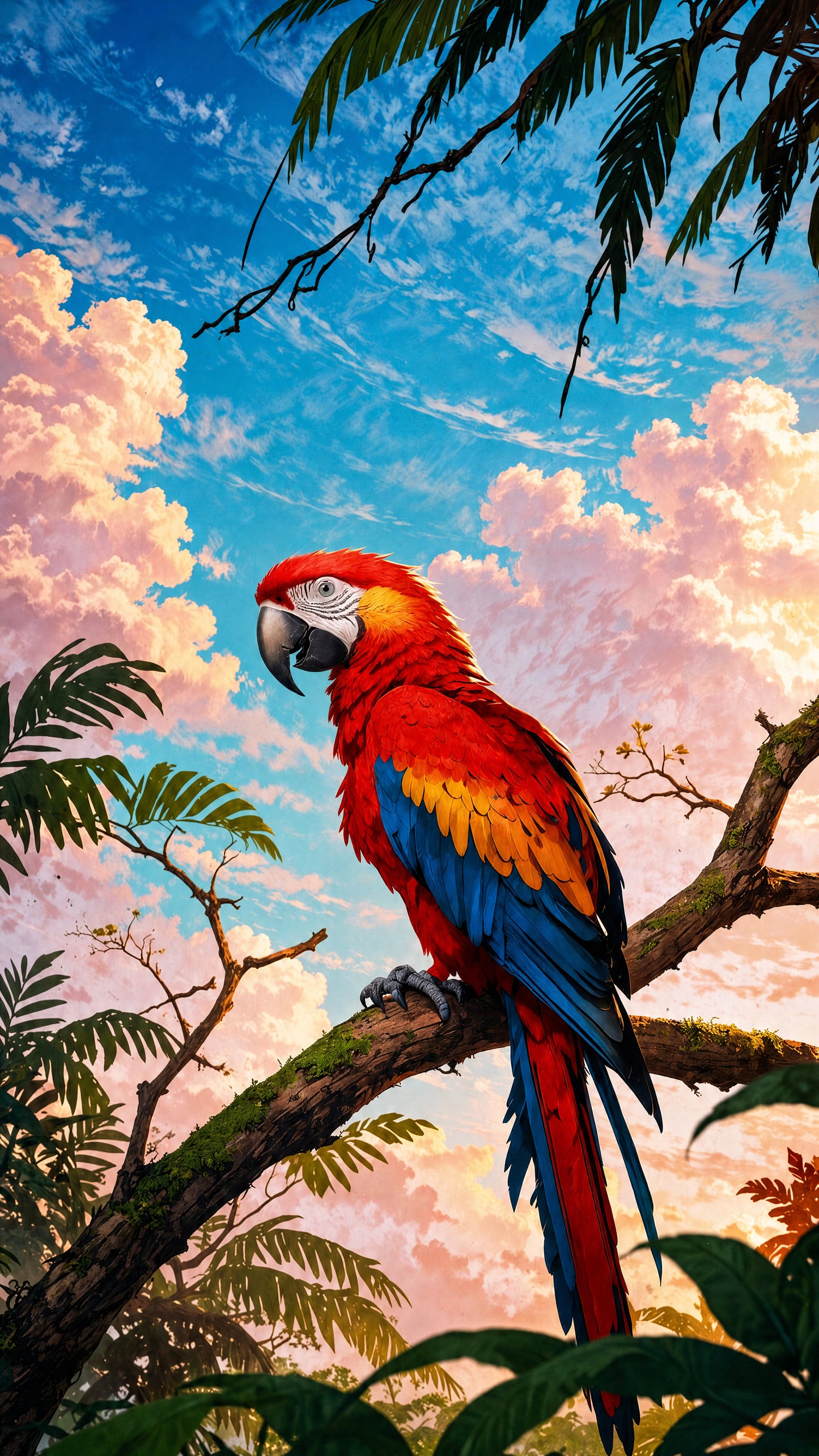 vibrant_scarlet_macaw_jungle_art Luxurious-Wildlife & Animals-3D Textured Wall Art | UV Embossed Canvas Wall Frame for Home decor