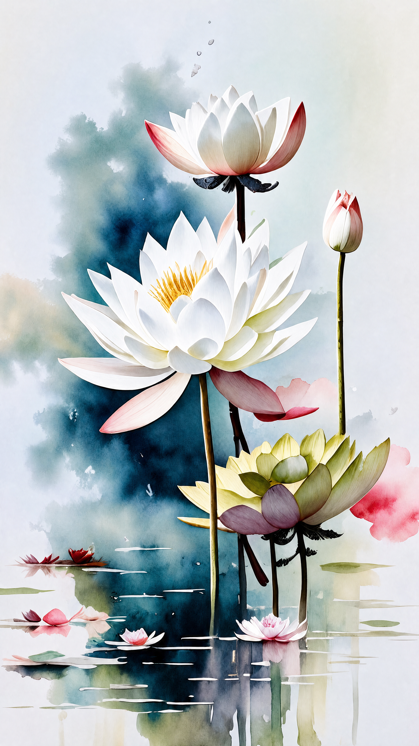 Water_lilies_art Luxurious-Floral & Botanical -3D Textured Wall Art | UV Embossed Canvas Wall Frame for Home decor
