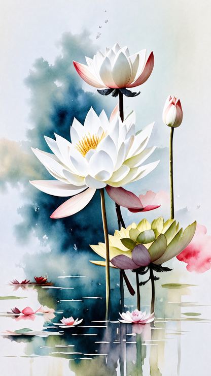 Water_lilies_art Luxurious-Floral & Botanical -3D Textured Wall Art | UV Embossed Canvas Wall Frame for Home decor