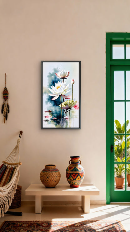 Water_lilies_art Luxurious-Floral & Botanical -3D Textured Wall Art | UV Embossed Canvas Wall Frame for Home decor