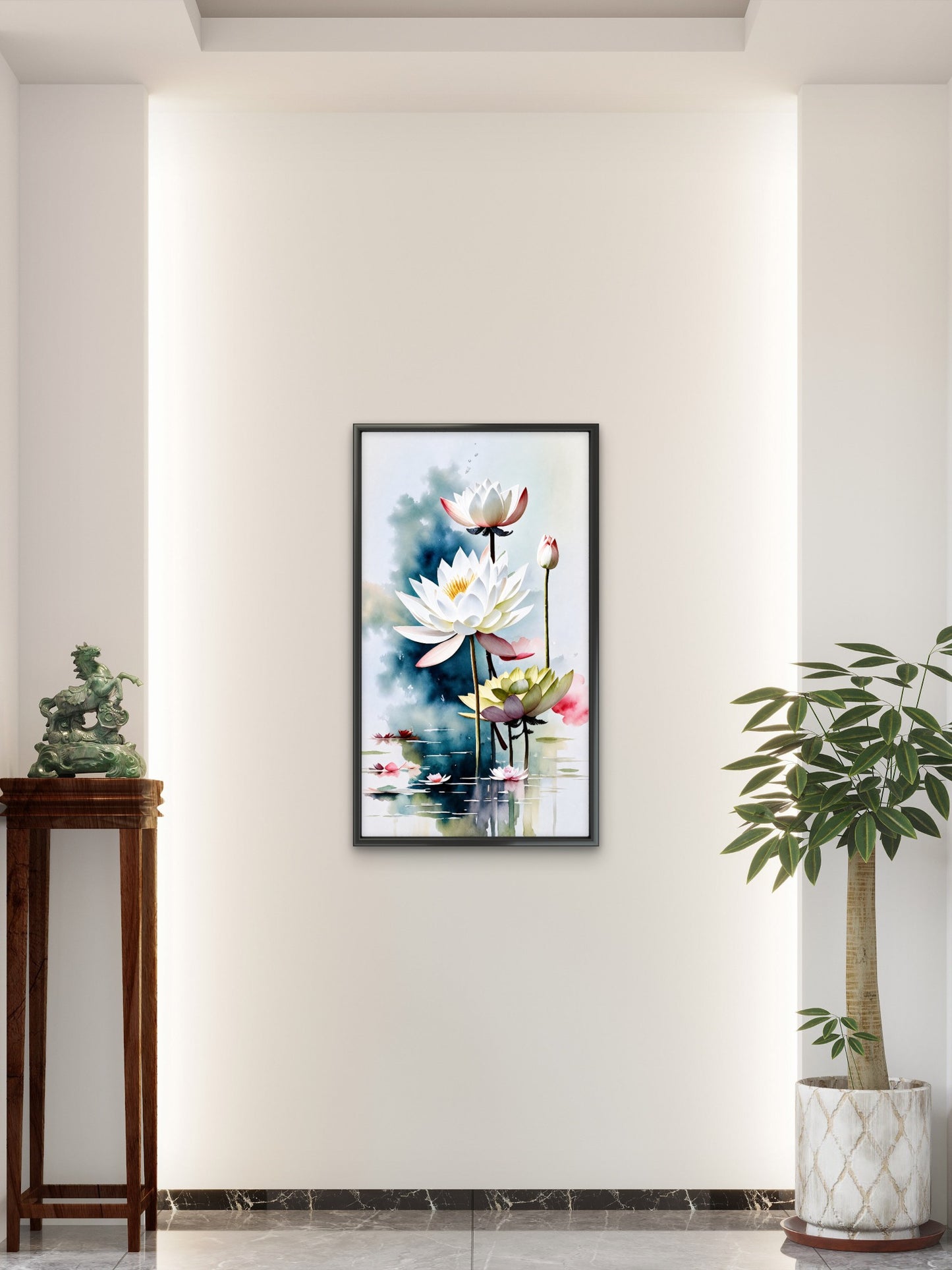 Water_lilies_art Luxurious-Floral & Botanical -3D Textured Wall Art | UV Embossed Canvas Wall Frame for Home decor