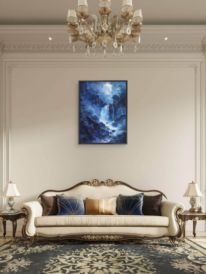 Watercolor-moon-illustration-Luxurious-Nature and landscape | 3D Textured Wall Art | UV Printed Embossed Canvas Wall Frame for Home Decor,Living Room