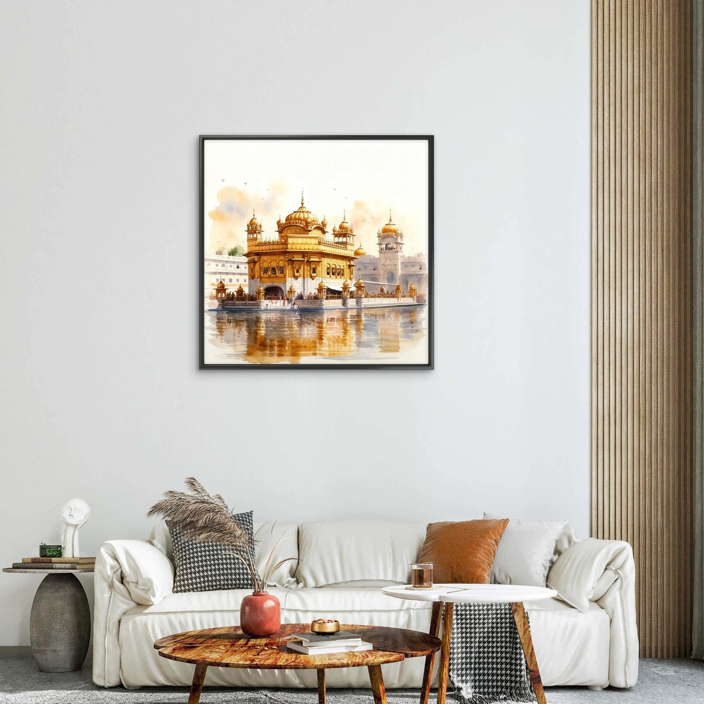 Golden Temple-Luxurious-Indian Culture &  Folk Art 3D Textured Wall Art | UV Printed Embossed Canvas Wall Frame for Home Decor,living Room