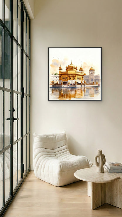 Golden Temple-Luxurious-Indian Culture &  Folk Art 3D Textured Wall Art | UV Printed Embossed Canvas Wall Frame for Home Decor,living Room