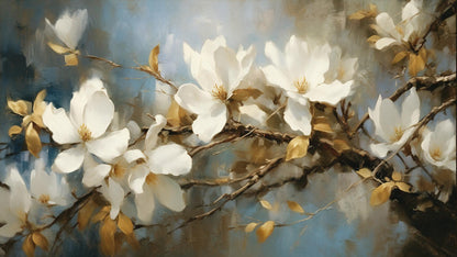 white_magnolia_blossoms_painting Luxurious-Floral & Botanical-3D Textured Wall Art | UV Embossed Canvas Wall Frame for Home decor