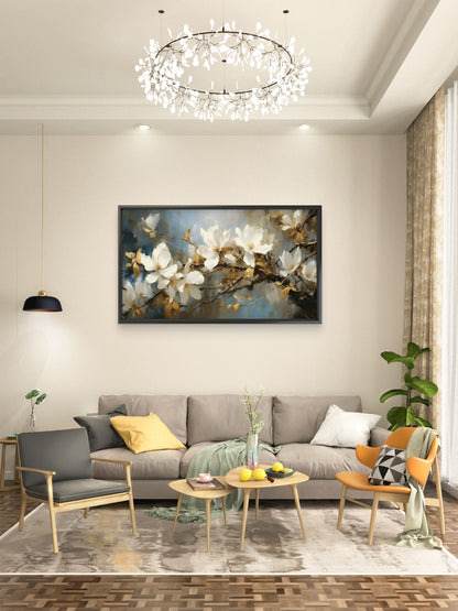 white_magnolia_blossoms_painting Luxurious-Floral & Botanical-3D Textured Wall Art | UV Embossed Canvas Wall Frame for Home decor