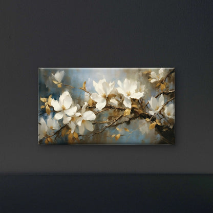 white_magnolia_blossoms_painting Luxurious-Floral & Botanical-3D Textured Wall Art | UV Embossed Canvas Wall Frame for Home decor