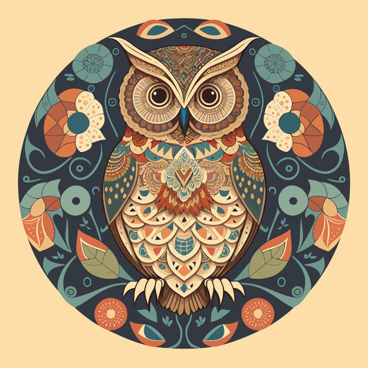 mandala_owl-Luxurious | 3D Textured Wall Art | UV Printed Embossed Canvas Wall Frame for living room,home decor