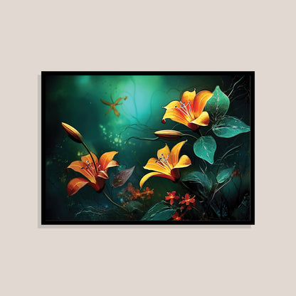 Yellow flowers-Luxury-Floral & Botanical-3D Textured Wall Art | UV Embossed Canvas Wall Frame for home decor and Living room